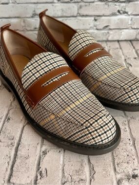 AT🐻 Plaid Penny Loafers in Brown and Black